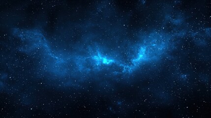 Ethereal Cosmic Scene with Brilliant Blue Nebula and Twinkling Stars in Deep Dark Space Creating a Mystical Galactic Atmosphere for Background Use