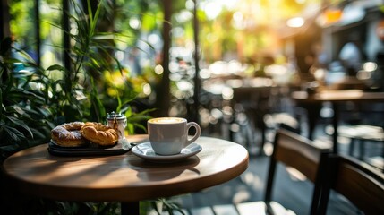 Savoring fresh pastries and relaxing coffee moments, lush outdoor garden, enjoying cozy vibes, vibrant setting, serene experience