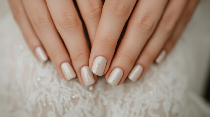 Naklejka premium Nail Fashion manicure luxury concept. Elegant Champagne Gold Gradient Nails with Refined Manicure Closeup