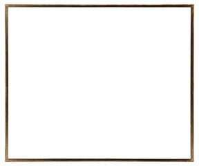 Obraz premium Narrow antique wooden picture frame on a transparent background, in PNG format.