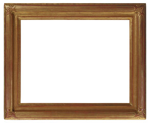 Dark varnished old picture frame. In PNG format on a transparent background.