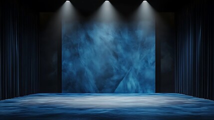 Moody Blue Stage: 3D Render of a Dramatic Backdrop AI Generated