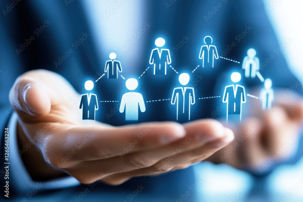 Aufkleber digital representation of networking and connectivity showcasing human figures with hands symbolizin