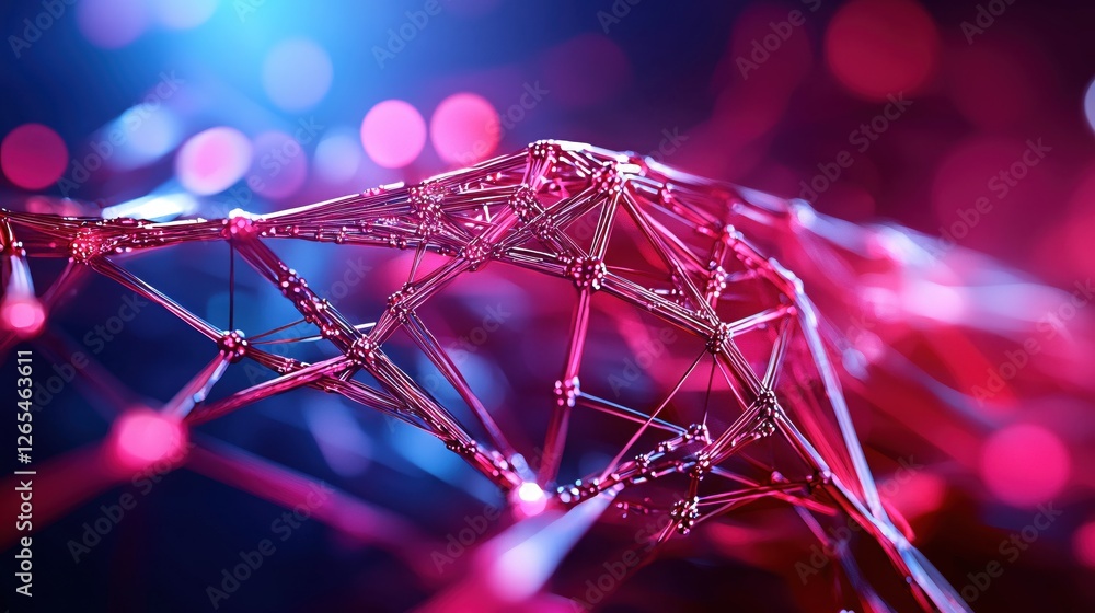 Poster abstract network connection with red and blue light futuristic technology background design
