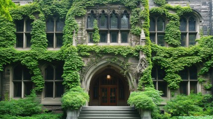 Fototapeta premium Ivy League Gothic Arches: Architectural Delight in University Building