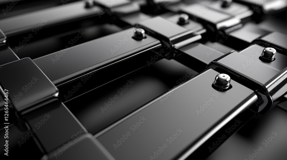 Poster Metallic Interlocking Structure in Dark Tones a Modern Abstract Design with Geometric Precision