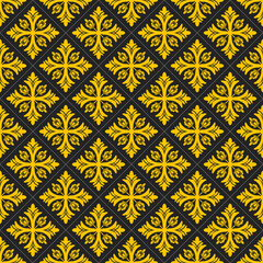 Elegant yellow floral pattern on black background, perfect for textiles