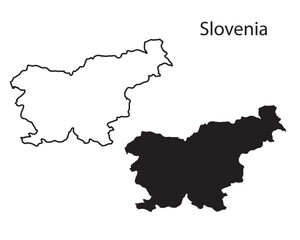 Slovenia map vector illustration, Slovenia map silhouette, Slovenia country Landscape, Black and white Slovenia map
