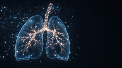 Glowing lungs represent the intricacies of the respiratory system, showcasing interconnected airways and vibrant health
