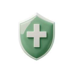 Fototapeta premium Simple 3D white cross symbol for medical and first aid use PNG