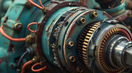 Fototapeta premium Close-Up of Industrial Machinery Components with Intricate Details