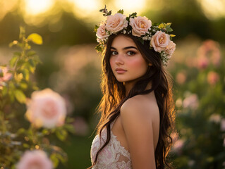 Luxurious Floral Celebration for a Quinceanera in a Blooming Garden at Sunset