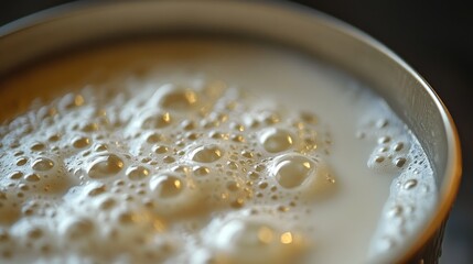 Frothy Milk Cup, Kitchen, Bubbles, Close-up