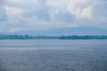 Beautiful landscape view of Diatas Lake, Solok Regency, West Sumatera, Indonesia.