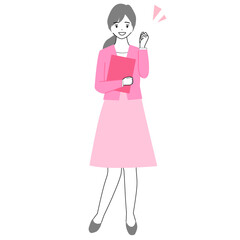 Illustration of a young woman posing with guts.
