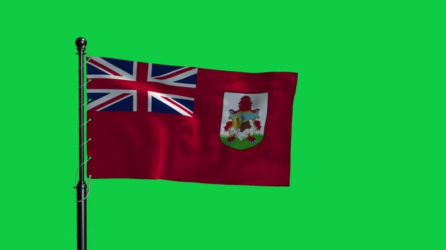 Bermuda Flag Waving Loop Animation Green Screen 4K
