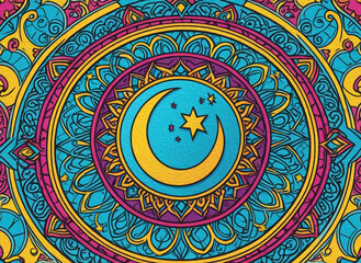 Fototapeta premium Printable pattern for wall decorations, covers, wallpapers, greeting cards on the occasion of a Muslim holiday. Ramadan . Oil painting