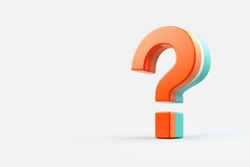 3D question mark glyph, representing modern queries on a white backdrop.