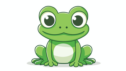 Adorable Green Frog Cartoon Character Isolated on White Background - Vector Art, Cute Cartoon Frog Illustration with Big Eyes, Adorable cartoon frog with big eyes and a friendly smile.
