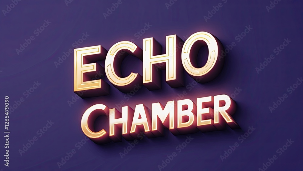 Aufkleber 3d text with shadows and gradient effect presenting the words 'echo chamber' on a purple background 