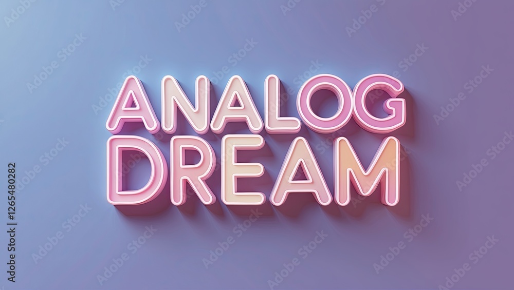 Poster stylized text of 'analog dream' in soft pastel colors against a smooth gradient background, creating