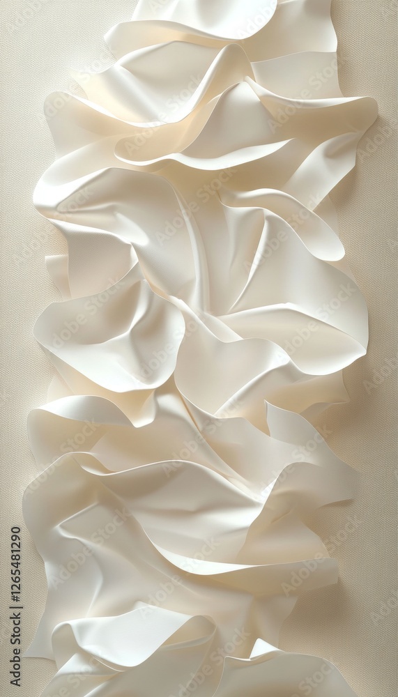 Poster abstract background. beige crumpled paper texture with soft shadows and wrinkles from the top
