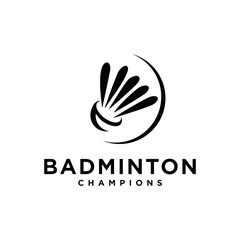 Vector Badminton Logo Icon. Minimalist concept Shuttlecock Illustration Design