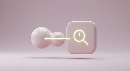 Exploring Connection Concept 3d Render with Magnifying Glass and Sphere