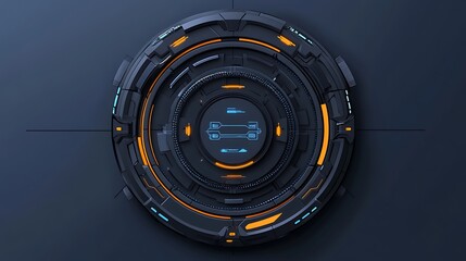 Futuristic Circular Interface: 3D Render of a Sci-Fi Control Panel AI Generated