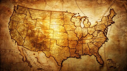 1823 United States Map, Low Light Historical Antique Atlas, Nighttime Illumination