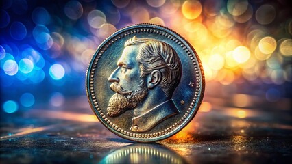 1879 Serbian 2 Dinar Coin Long Exposure Photography - Historical Numismatic Artifact