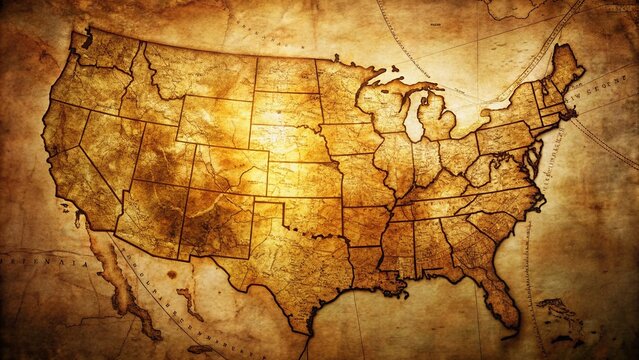 1823 United States Map, Low Light Historical Antique Atlas, Nighttime Illumination