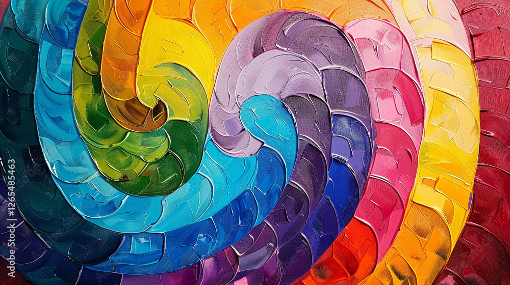 Poster a series of interconnected spirals, each painted with a different color, symbolizing the ongoing jou