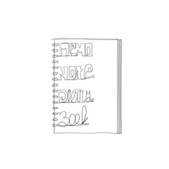 continuous line drawing note sheet diary memo