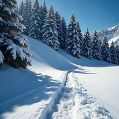 Fototapeta premium Contoured white snowscape with dark hints of shadow, snowbank, snowdrift