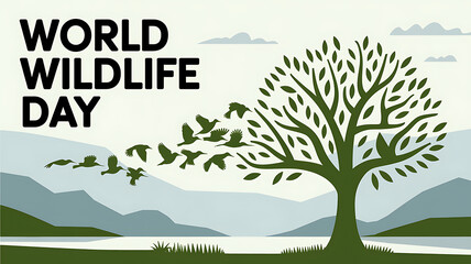 Fototapeta premium Wildlife Day, World Wildlife Day, Poster, Banner, Illustration Art 