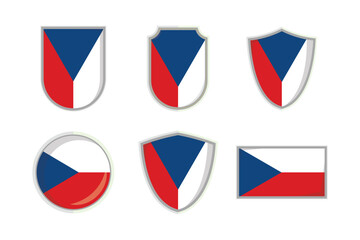 Czech Republic national flag Shield Badge set