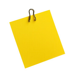 Creative yellow sticky note with clip office space minimalist style transparent background