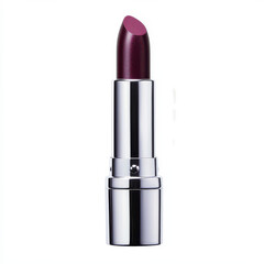 Deep purple lipstick in sleek silver tube, perfect for bold makeup looks isolated design