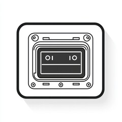Obraz premium 3D line icon of an aviation black box, symbolizing flight data recording, on a white backdrop.