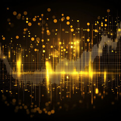 Obraz premium Golden Bitcoin and Financial Growth Chart, abstract lights background