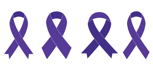 Purple ribbon icon International Overdose Awareness Day design template good for celebration. ribbon design template. flat design. eps 10.