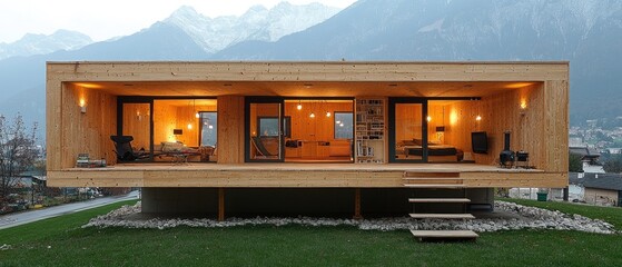 Wooden Modern Cabin with Mountain View