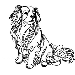 Obraz premium Tibetan Spaniel breed Dog Continuous one line drawing, inimalist vector illustration design on white background. Simple line modern graphic style. Hand drawn graphic concept