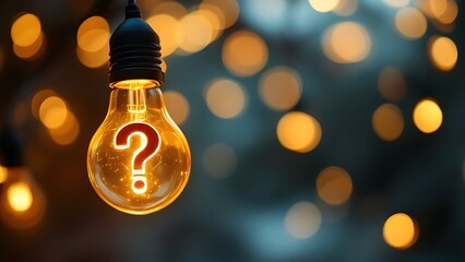 Light bulb question mark inside it is hanging Hanging Question