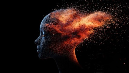 Abstract Representation of Human Mind with Fiery Elements