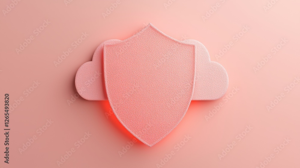 Aufkleber backup day concept. flat design shield shaped cloud emblem in pink and red gradient background