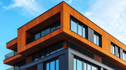 Modern building with eco friendly materials and sleek design