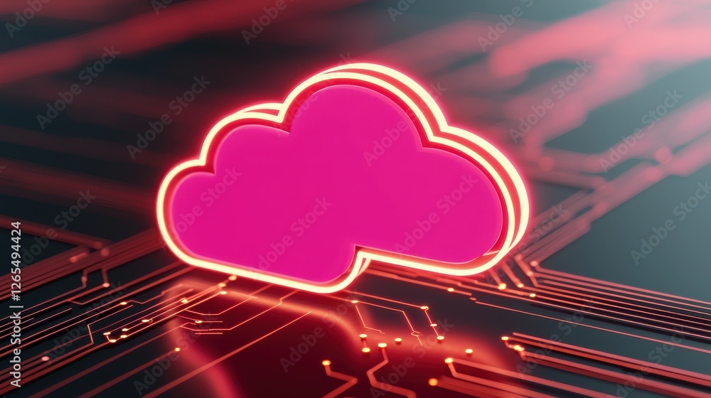 Poster backup day concept. glowing cloud icon with data transfer connections and lines