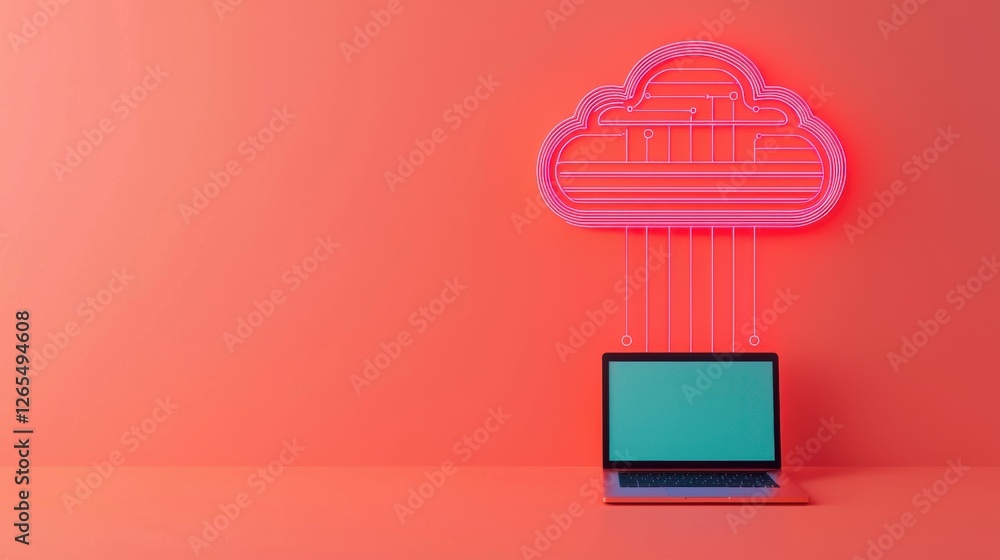 Poster backup day concept. glowing data transfer line in futuristic digital landscape